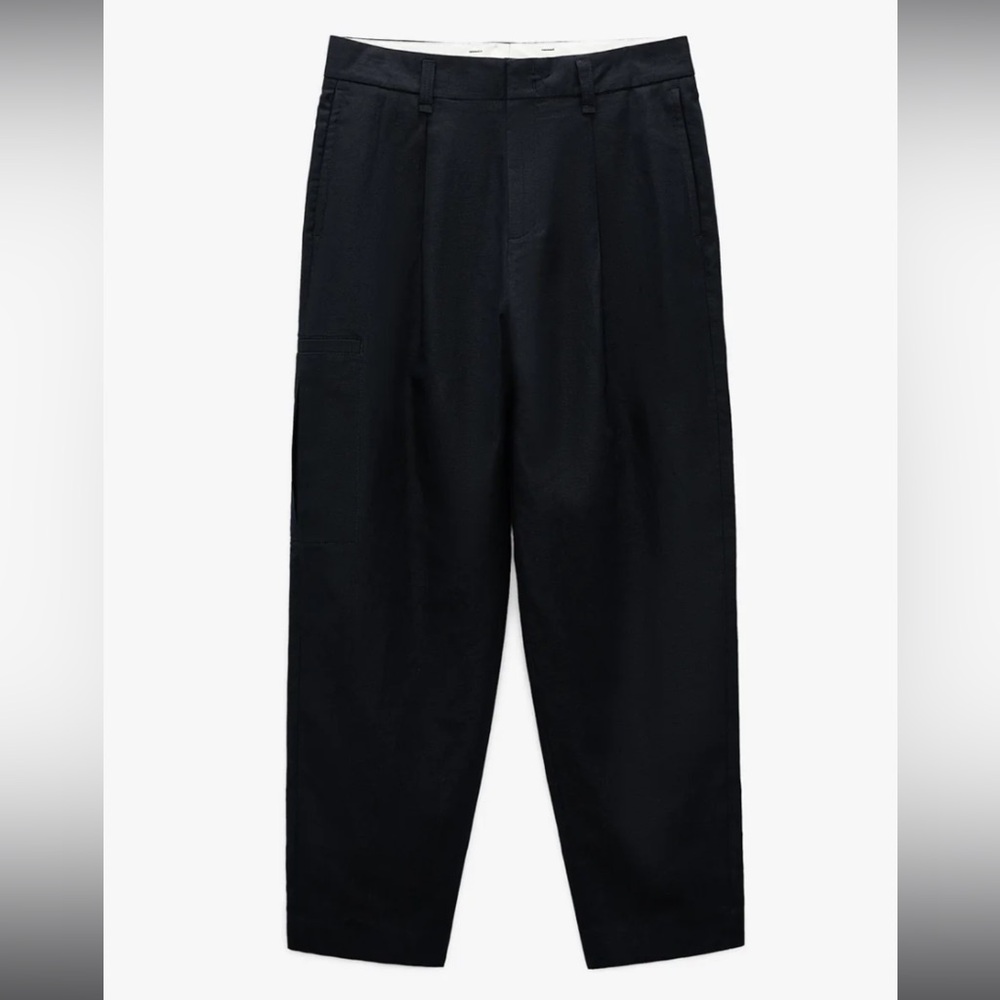 Zara Black Pleated Linen Pants